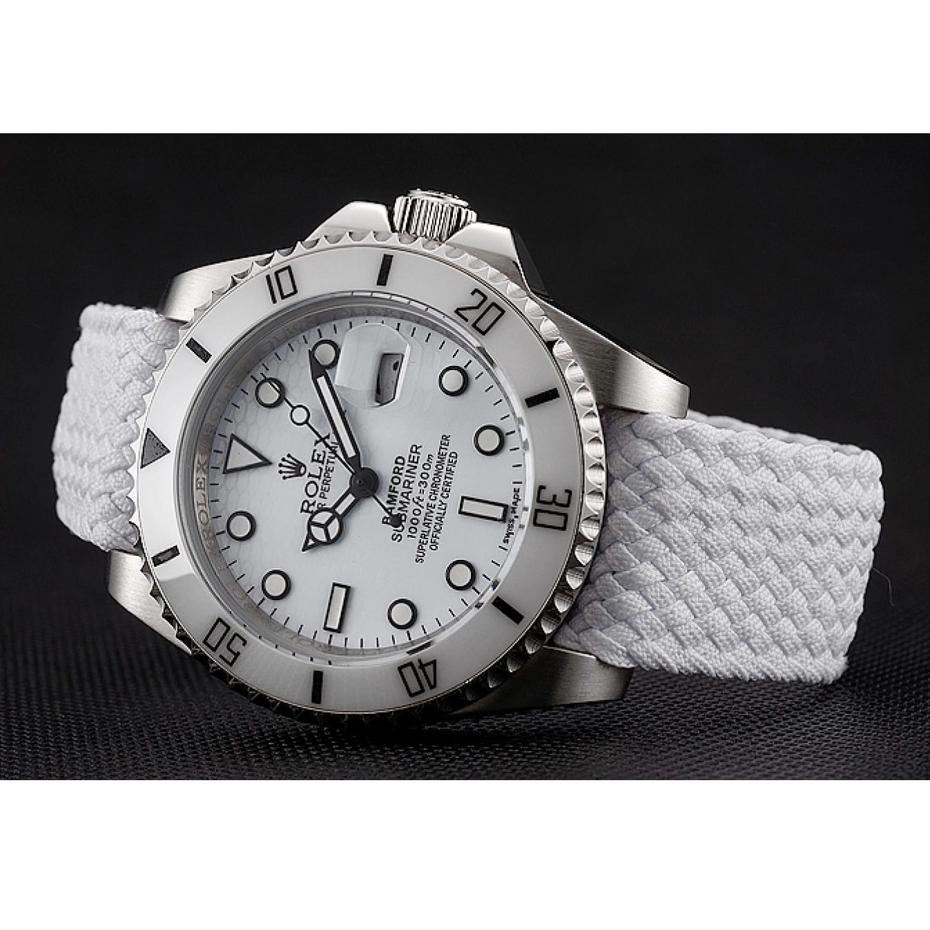 Rolex aaa copy White Bracelet White Rolex Submariner Fabric Dial Bamford 1453867 0729